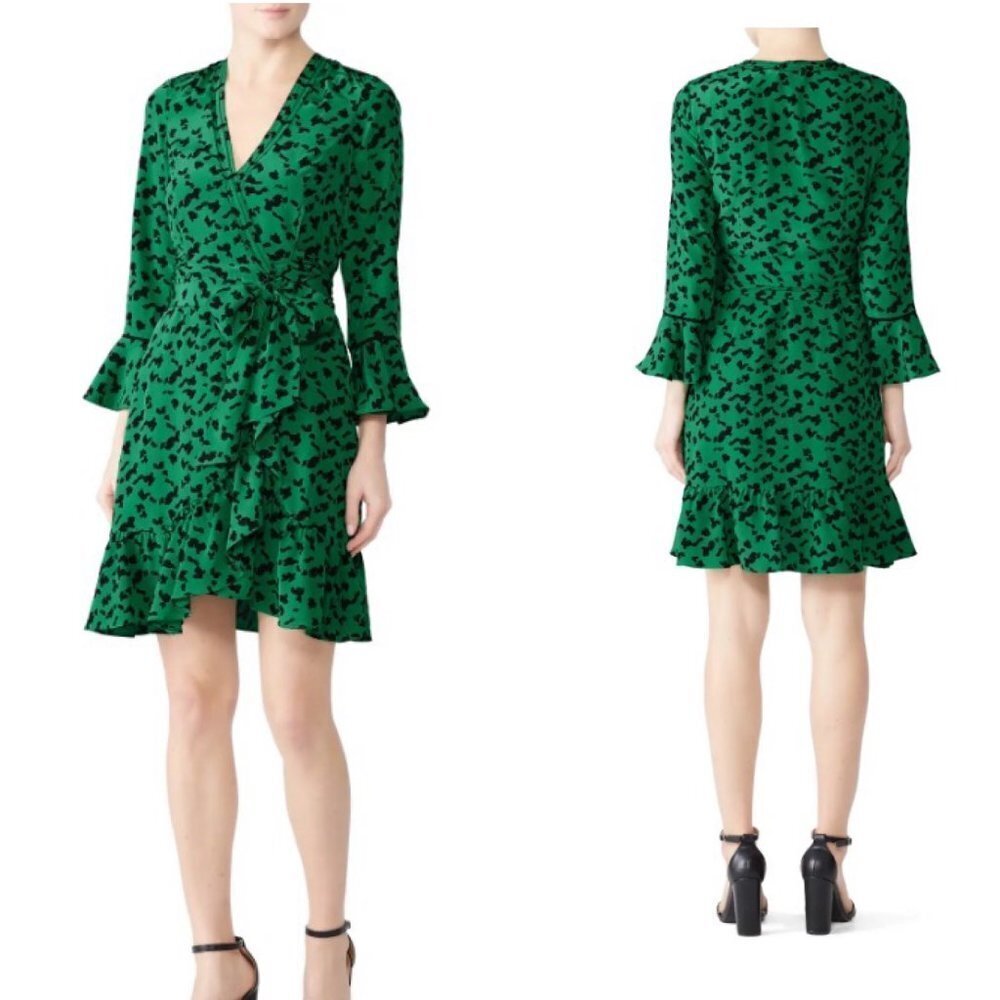 Tanya Taylor Silk Animal Print Nomi Wrap Dress